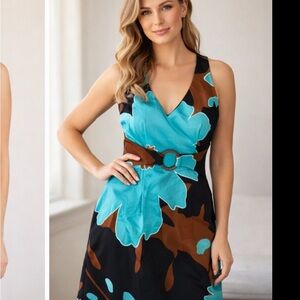 Nine West Blue and Brown Floral halter Dress